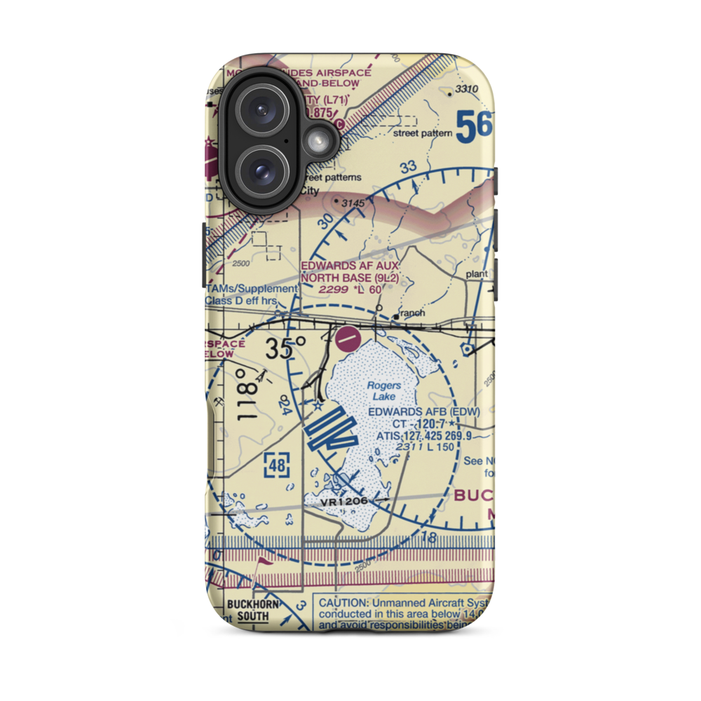 Edwards Af Aux North Base Airport (9L2) VFR Sectional  Tough iPhone Case iPhone 16 Plus model shown