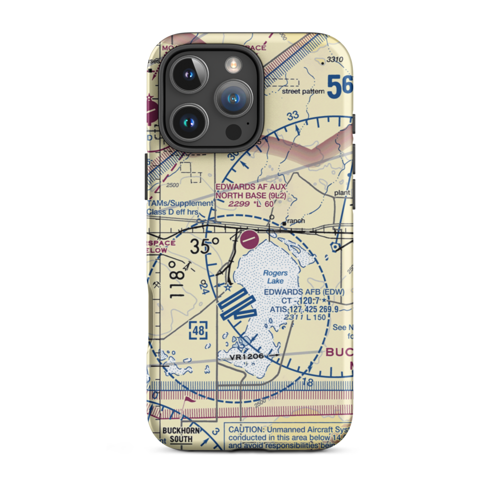 Edwards Af Aux North Base Airport (9L2) VFR Sectional  Tough iPhone Case iPhone 16 Pro Max model shown