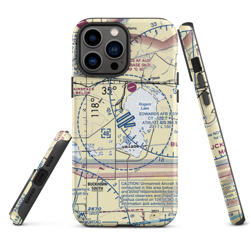 Edwards Air Force Base (EDW) VFR Sectional  Tough iPhone Case iPhone 13 Pro Max model shown