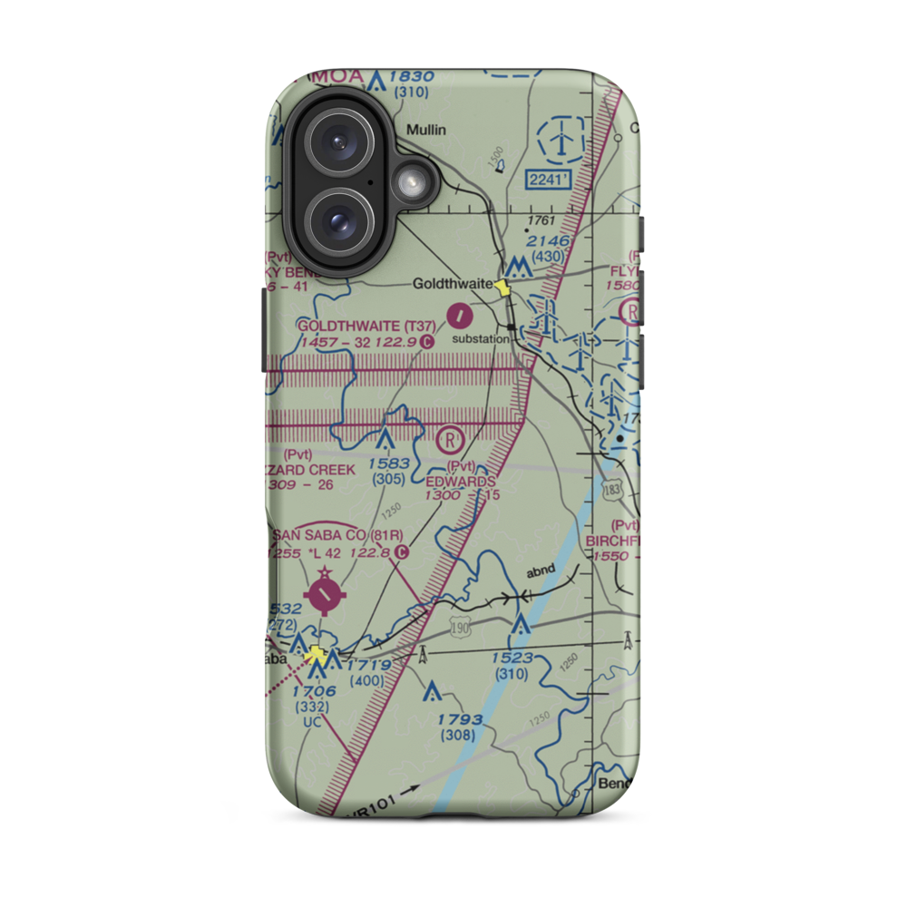 Edwards Airport (8TX3) VFR Sectional  Tough iPhone Case iPhone 16 Plus model shown