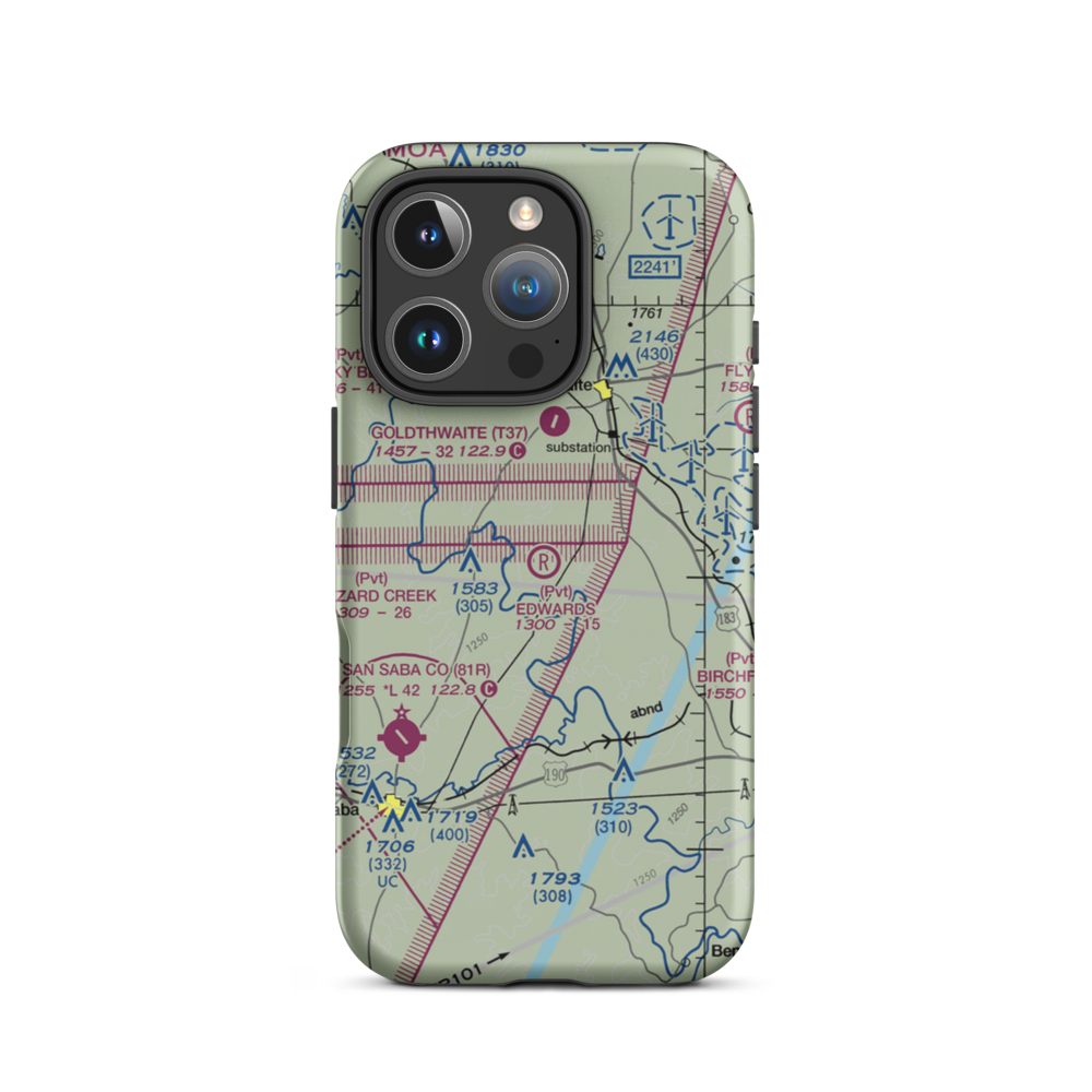 Edwards Airport (8TX3) VFR Sectional  Tough iPhone Case iPhone 16 Pro model shown