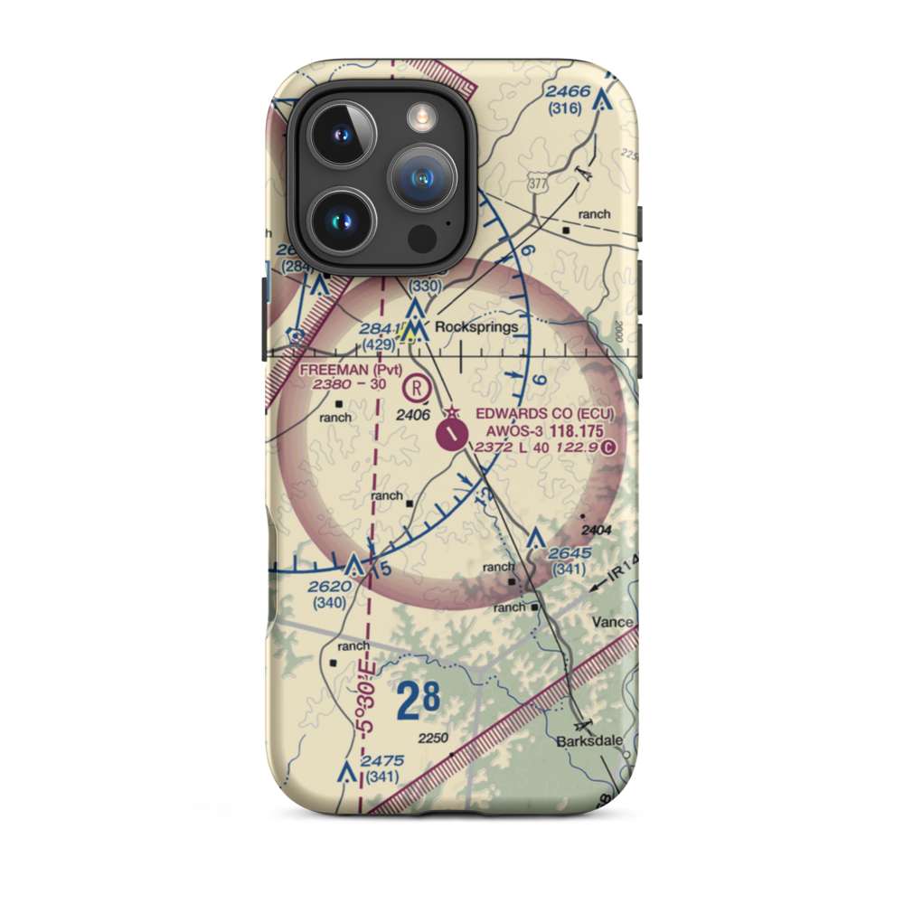 Edwards County Airport (ECU) VFR Sectional  Tough iPhone Case iPhone 16 Pro Max model shown