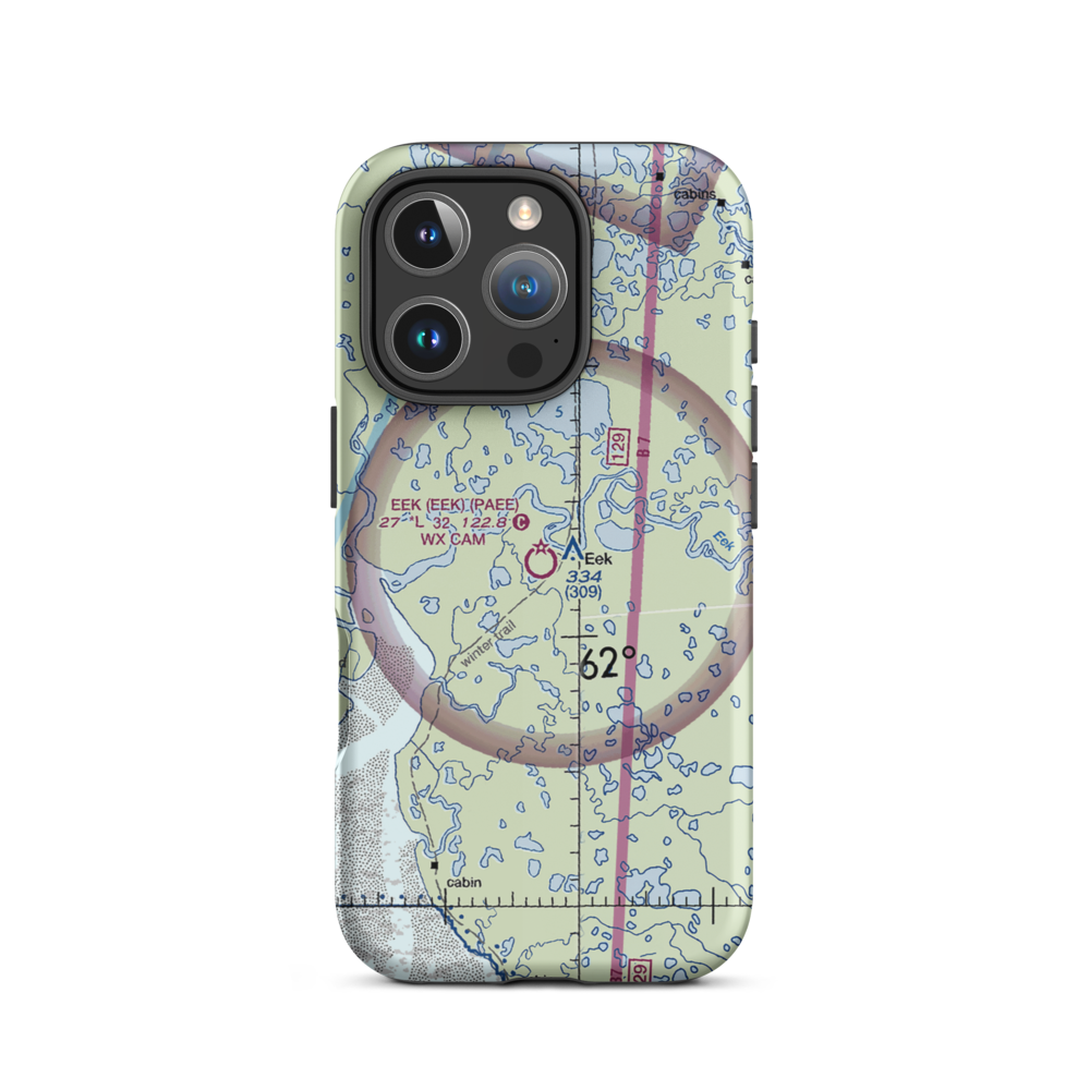 Eek Airport (EEK) VFR Sectional  Tough iPhone Case iPhone 16 Pro model shown