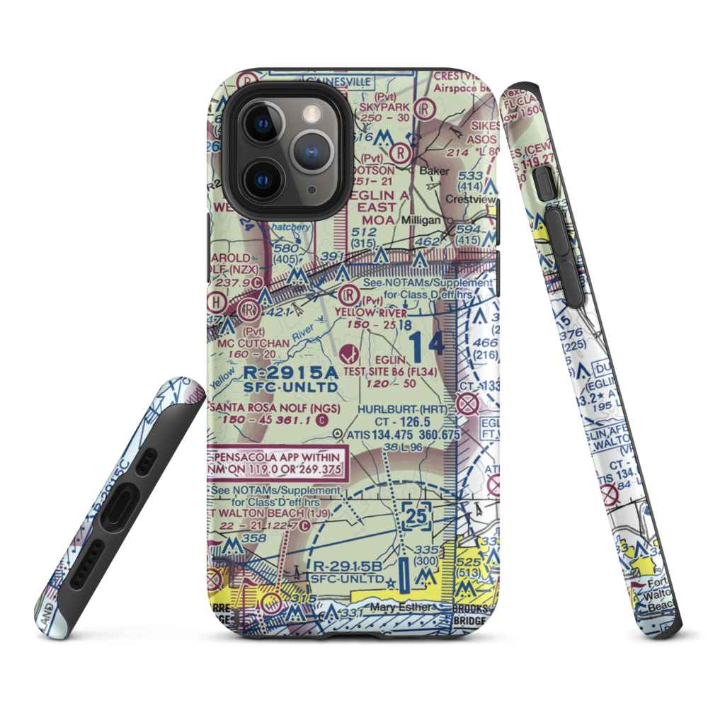 Eglin Auxiliary Field 6 Airport (KZ01) VFR Sectional  Tough iPhone Case iPhone 11 Pro model shown
