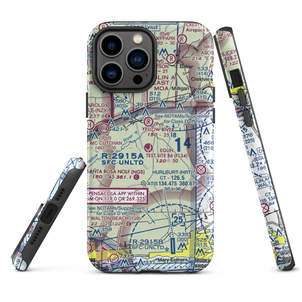 Eglin Auxiliary Field 6 Airport (KZ01) VFR Sectional  Tough iPhone Case iPhone 13 Pro Max model shown