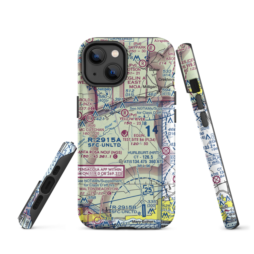 Eglin Auxiliary Field 6 Airport (KZ01) VFR Sectional  Tough iPhone Case iPhone 14 model shown