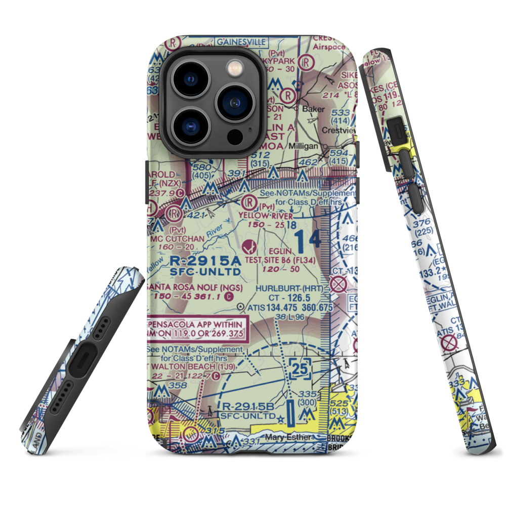 Eglin Auxiliary Field 6 Airport (KZ01) VFR Sectional  Tough iPhone Case iPhone 14 Pro Max model shown