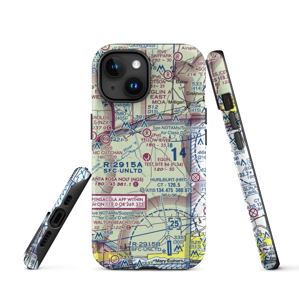 Eglin Auxiliary Field 6 Airport (KZ01) VFR Sectional  Tough iPhone Case iPhone 15 model shown