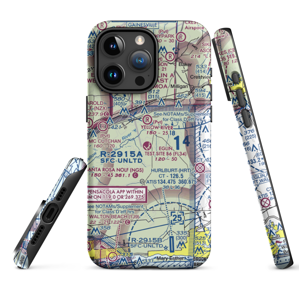 Eglin Auxiliary Field 6 Airport (KZ01) VFR Sectional  Tough iPhone Case iPhone 15 Pro Max model shown