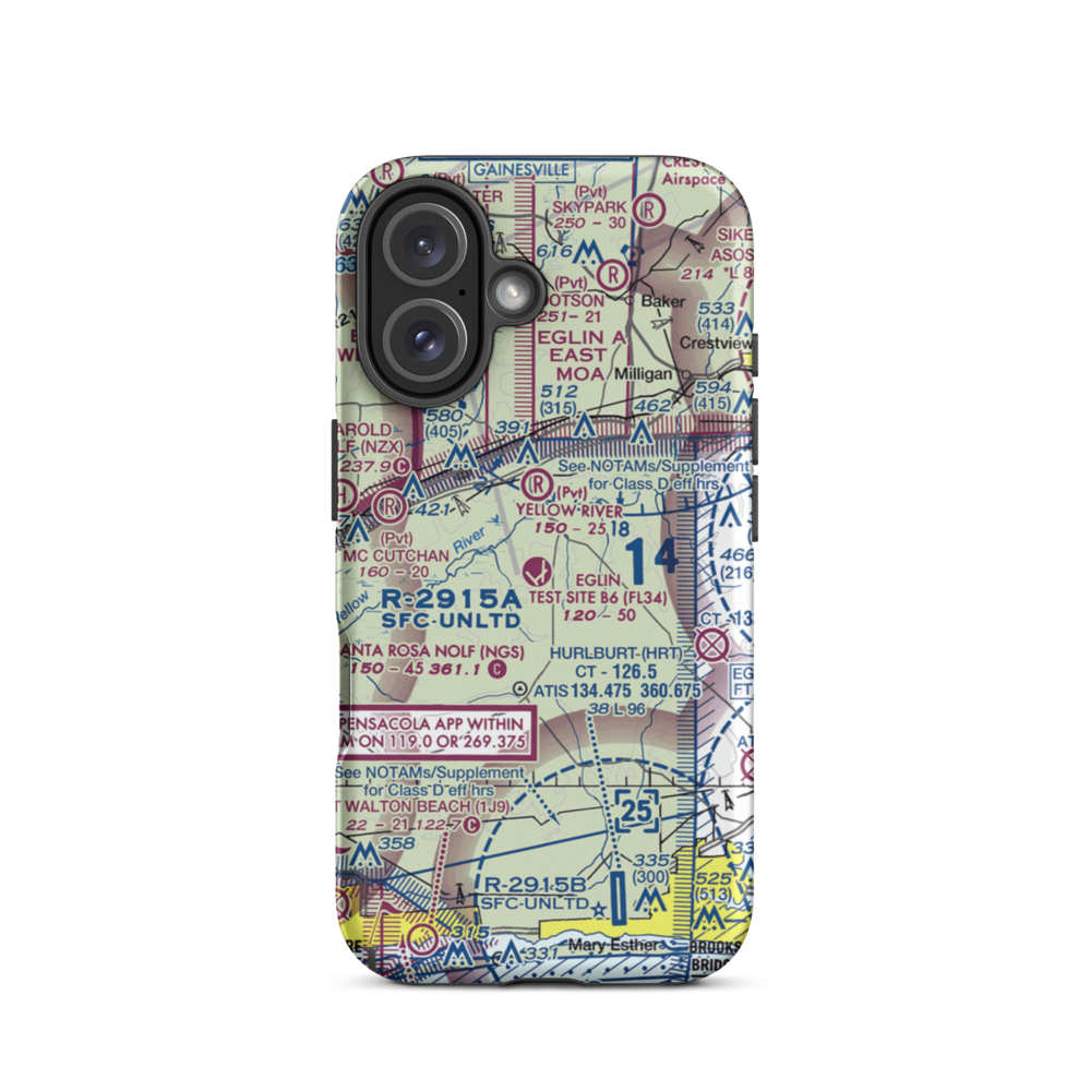 Eglin Auxiliary Field 6 Airport (KZ01) VFR Sectional  Tough iPhone Case iPhone 16 model shown