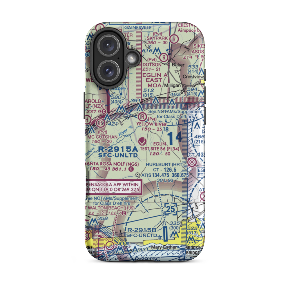 Eglin Auxiliary Field 6 Airport (KZ01) VFR Sectional  Tough iPhone Case iPhone 16 Plus model shown