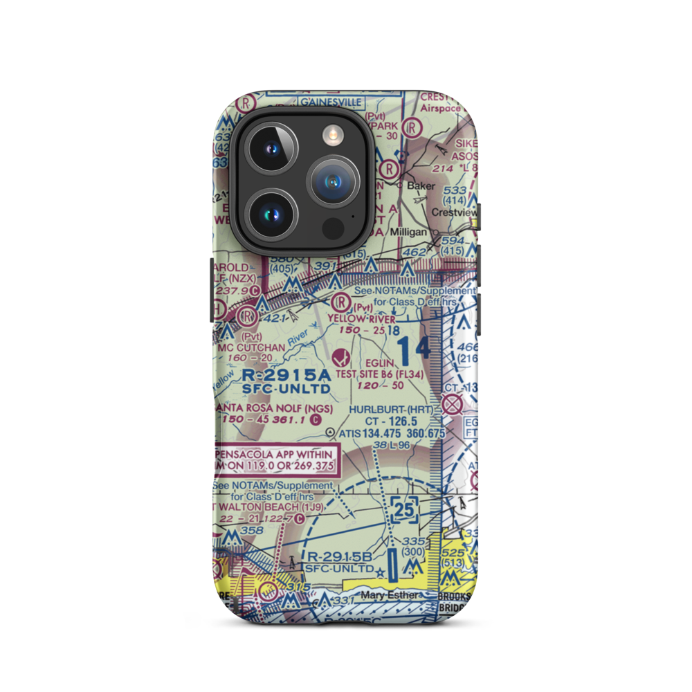 Eglin Auxiliary Field 6 Airport (KZ01) VFR Sectional  Tough iPhone Case iPhone 16 Pro model shown