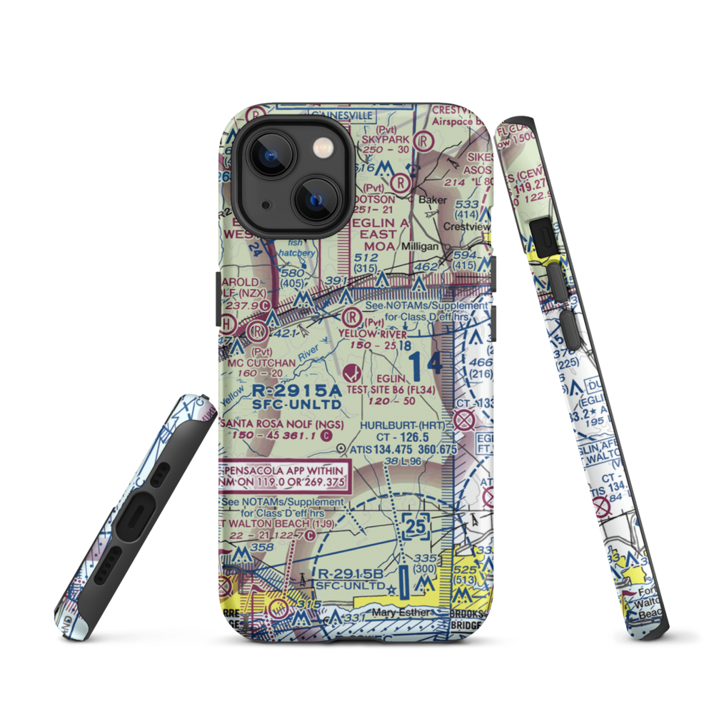 Eglin Auxiliary Field 6 Airport (KZ01) VFR Sectional  Tough iPhone Case iPhone 13 model shown