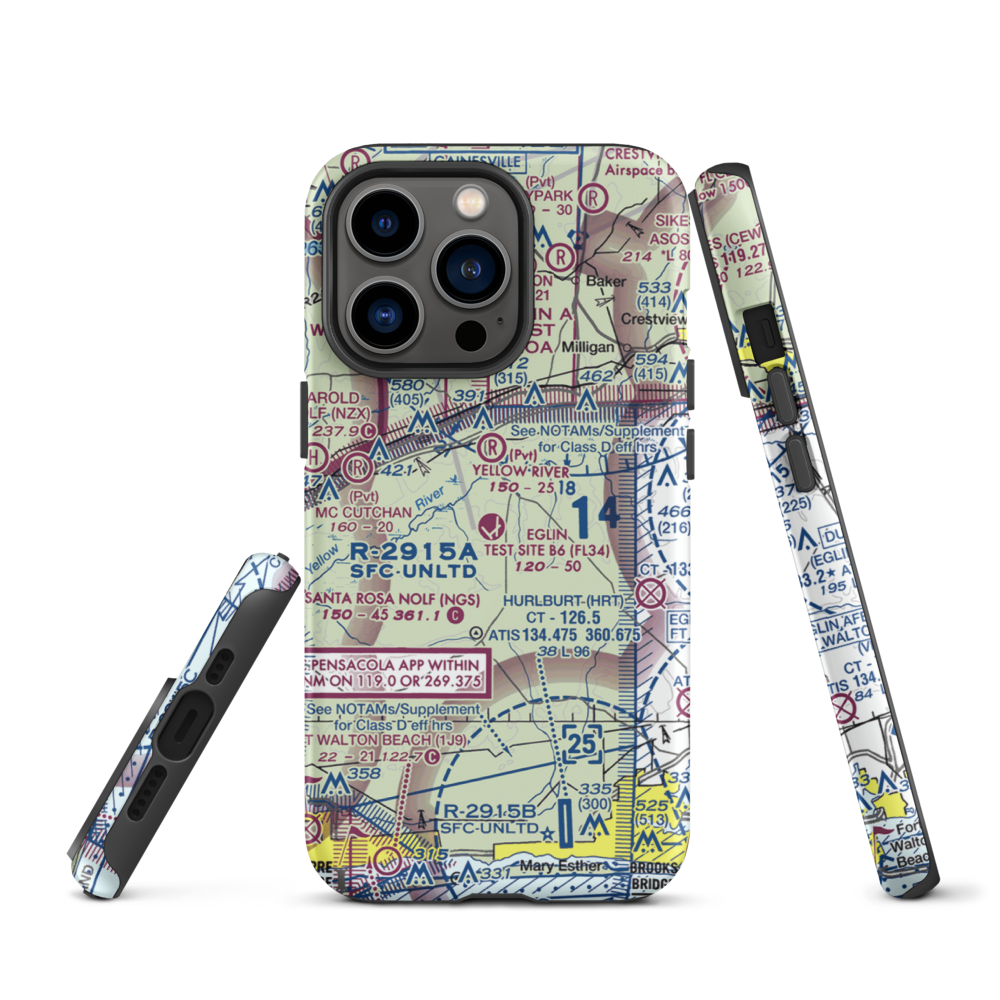 Eglin Auxiliary Field 6 Airport (KZ01) VFR Sectional  Tough iPhone Case iPhone 13 Pro model shown