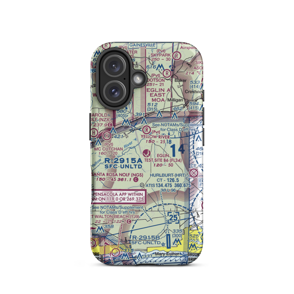 Eglin Test Site B6 Airport (FL34) VFR Sectional  Tough iPhone Case iPhone 16 model shown