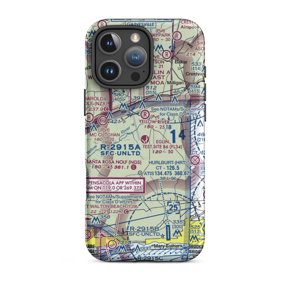 Eglin Test Site B6 Airport (FL34) VFR Sectional  Tough iPhone Case iPhone 16 Pro Max model shown