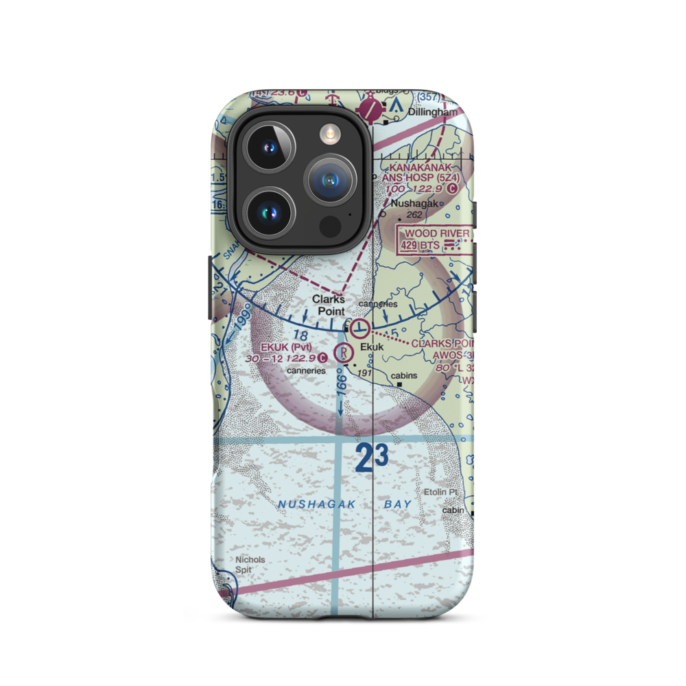 Ekuk Airport (KKU) VFR Sectional  Tough iPhone Case iPhone 16 Pro model shown