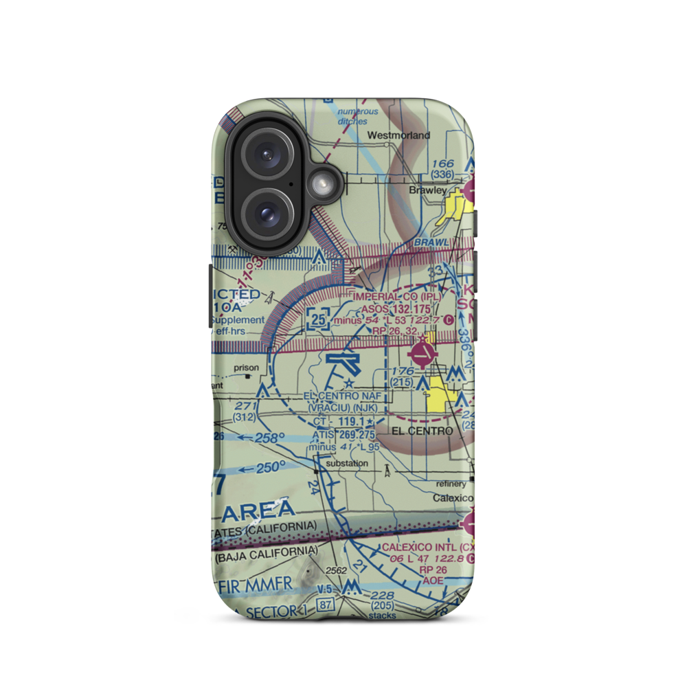 El Centro NAF Airport (Vraciu Field) (NJK) VFR Sectional  Tough iPhone Case iPhone 16 model shown
