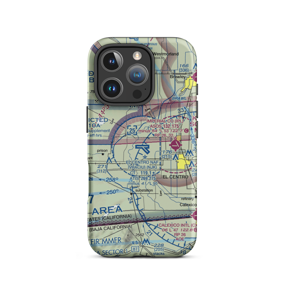 El Centro NAF Airport (Vraciu Field) (NJK) VFR Sectional  Tough iPhone Case iPhone 16 Pro model shown