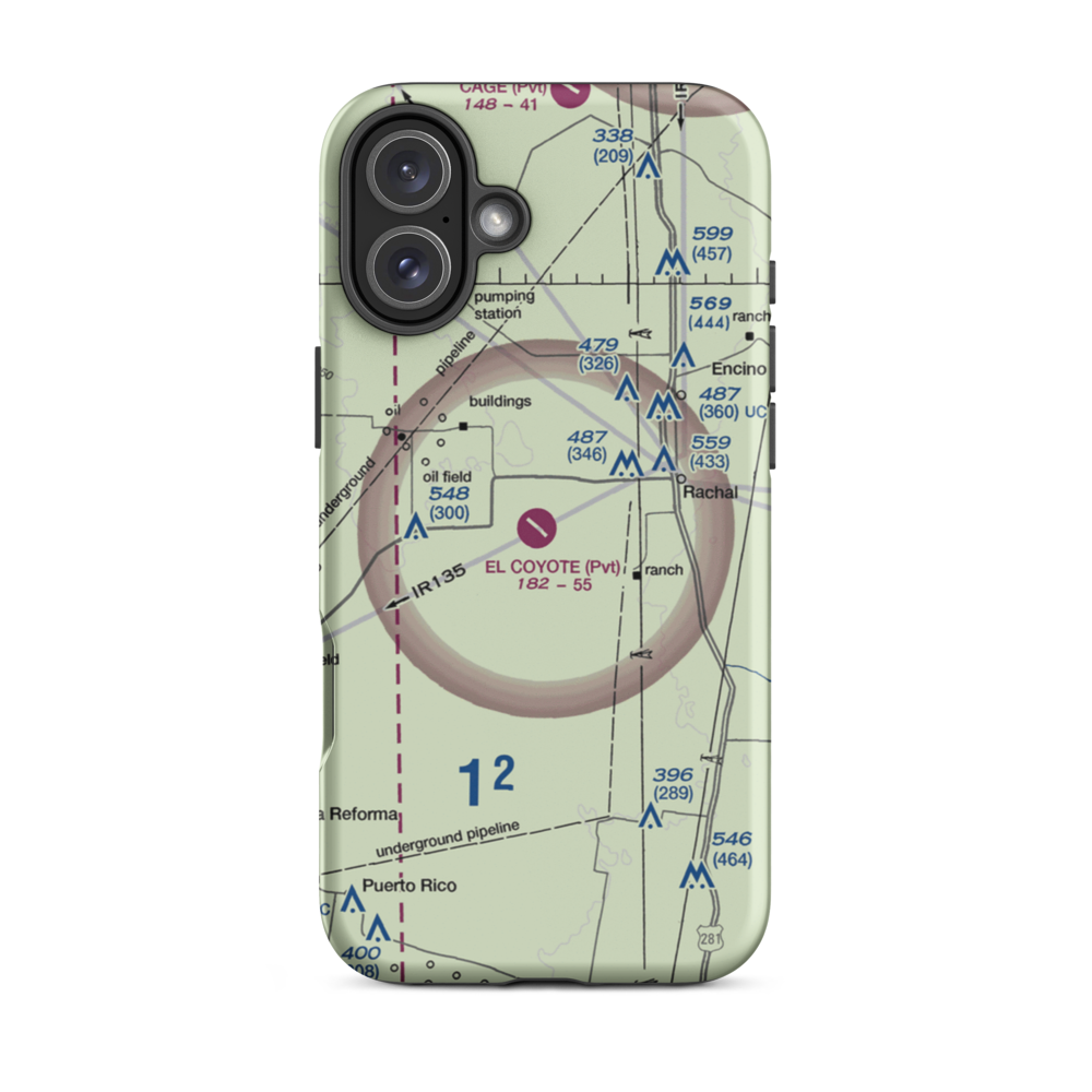 El Coyote Ranch Airport (2TA8) VFR Sectional  Tough iPhone Case iPhone 16 Plus model shown