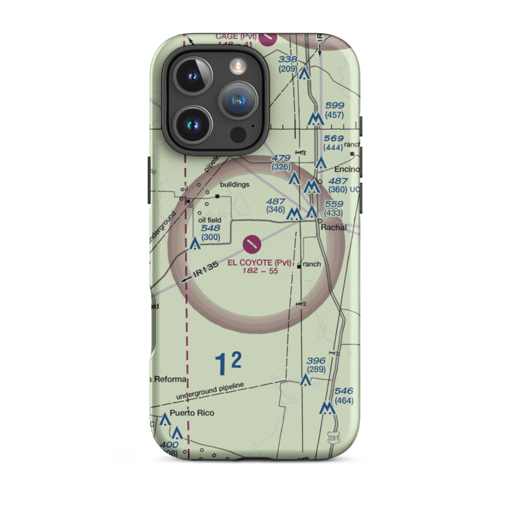 El Coyote Ranch Airport (2TA8) VFR Sectional  Tough iPhone Case iPhone 16 Pro Max model shown