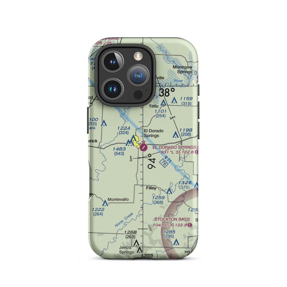 El Dorado Springs Memorial Airport (87K) VFR Sectional  Tough iPhone Case iPhone 16 Pro model shown