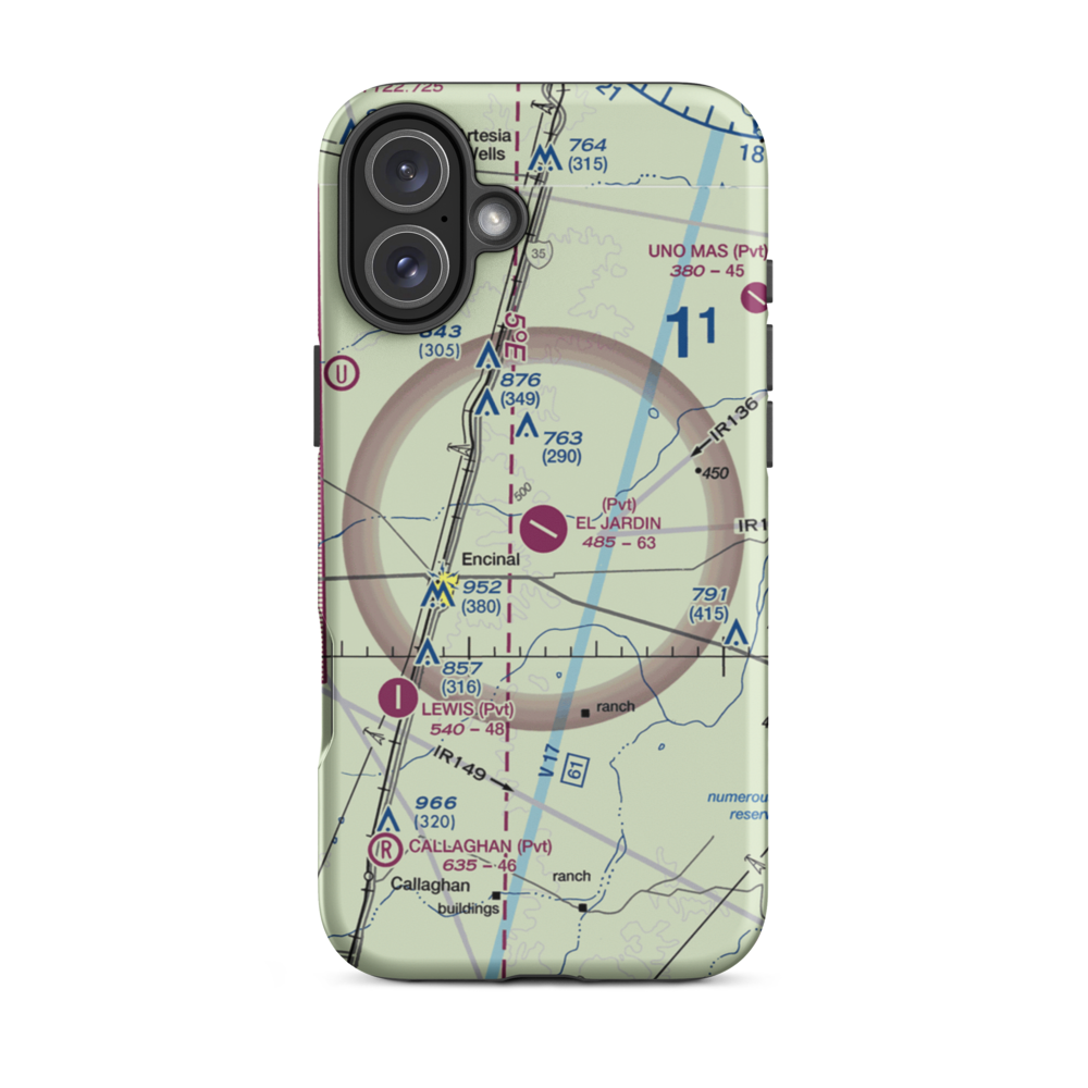 El Jardin Ranch Airport (XA66) VFR Sectional  Tough iPhone Case iPhone 16 Plus model shown