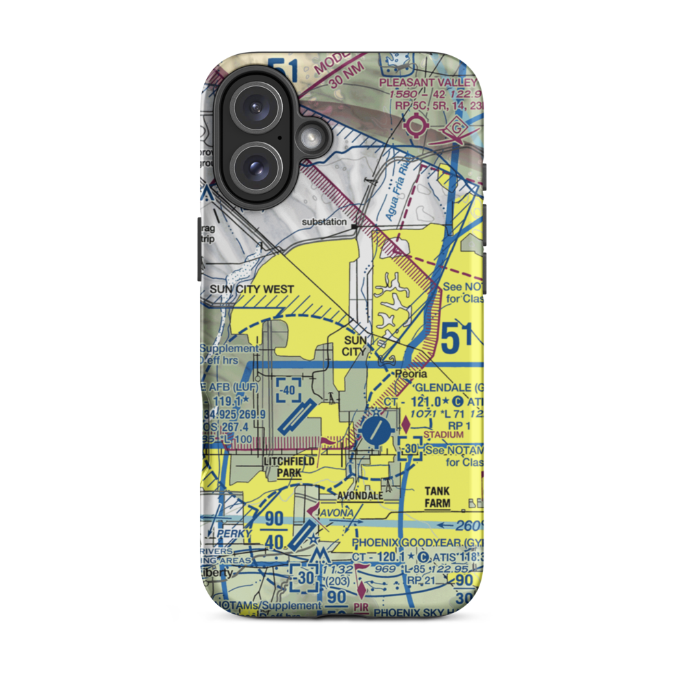 El Mirage-Village Square Airport (2AZ3) VFR Sectional  Tough iPhone Case iPhone 16 Plus model shown