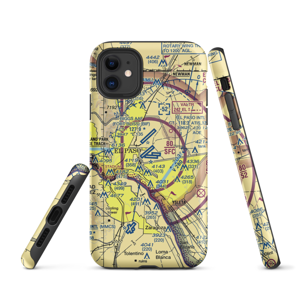 El Paso International Airport (ELP) VFR Sectional  Tough iPhone Case iPhone 11 model shown