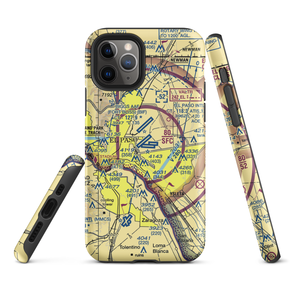 El Paso International Airport (ELP) VFR Sectional  Tough iPhone Case iPhone 11 Pro model shown