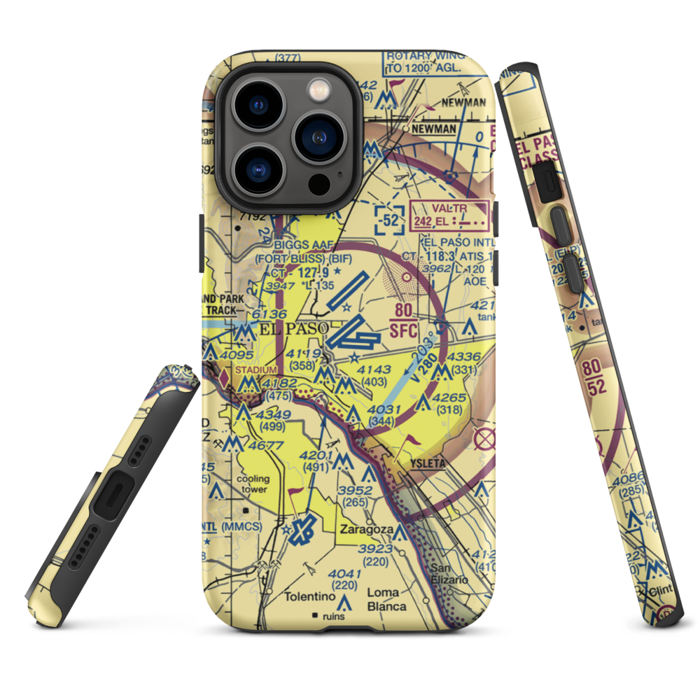 El Paso International Airport (ELP) VFR Sectional  Tough iPhone Case iPhone 13 Pro Max model shown