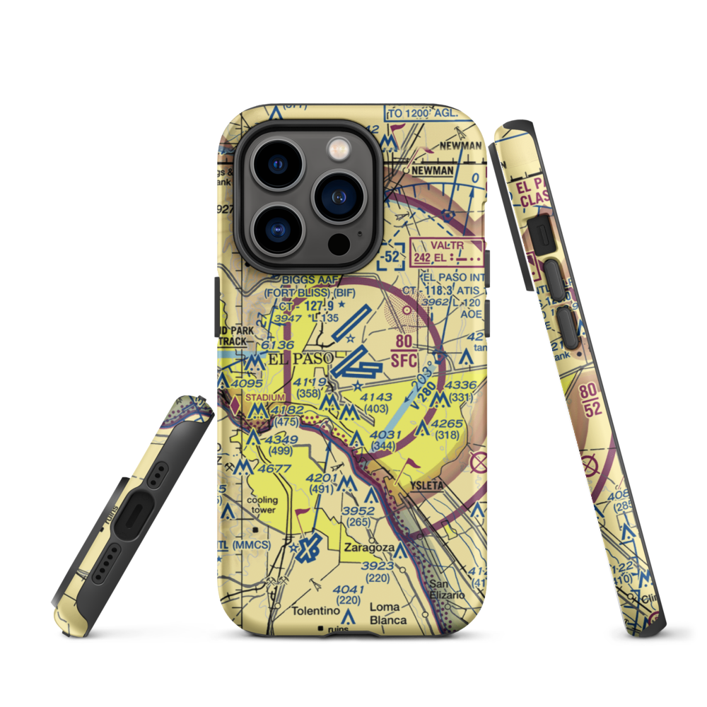 El Paso International Airport (ELP) VFR Sectional  Tough iPhone Case iPhone 14 Pro model shown