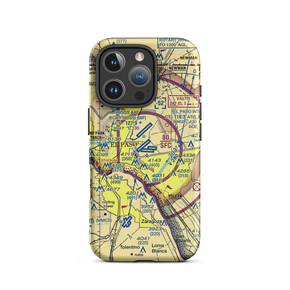 El Paso International Airport (ELP) VFR Sectional  Tough iPhone Case iPhone 16 Pro model shown