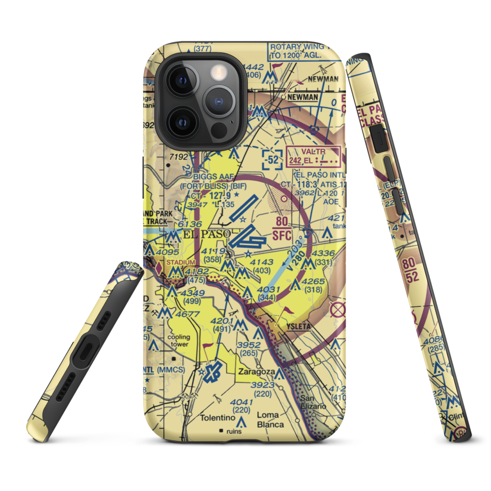 El Paso International Airport (ELP) VFR Sectional  Tough iPhone Case iPhone 12 Pro Max model shown
