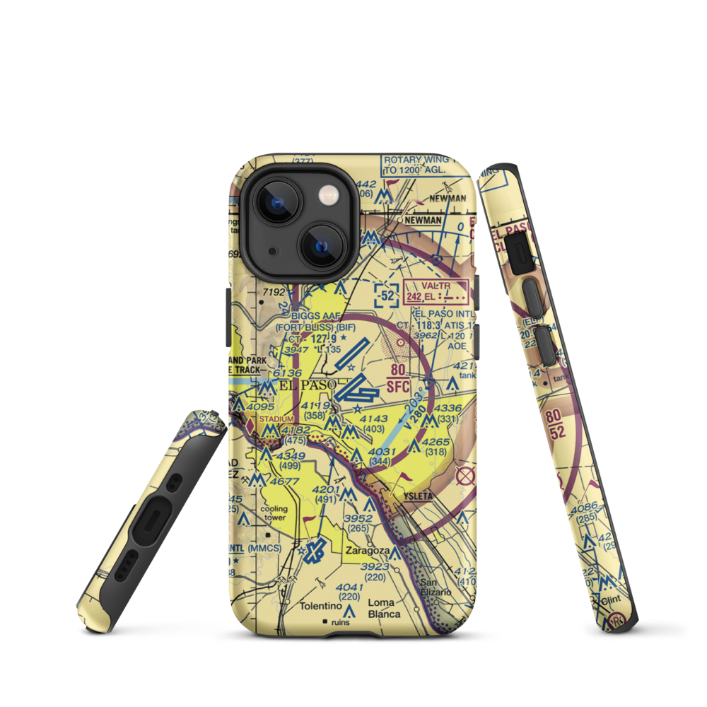 El Paso International Airport (ELP) VFR Sectional  Tough iPhone Case iPhone 13 mini model shown