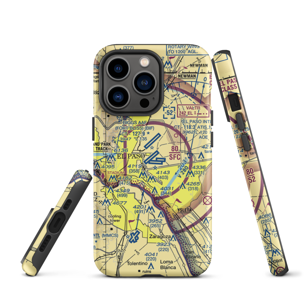 El Paso International Airport (ELP) VFR Sectional  Tough iPhone Case iPhone 13 Pro model shown
