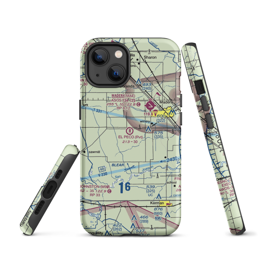 El Peco Ranch Airport (49CL) VFR Sectional  Tough iPhone Case iPhone 13 model shown