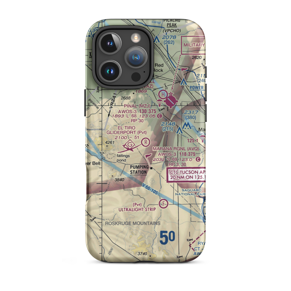 El Tiro Gliderport (AZ67) VFR Sectional  Tough iPhone Case iPhone 16 Pro Max model shown