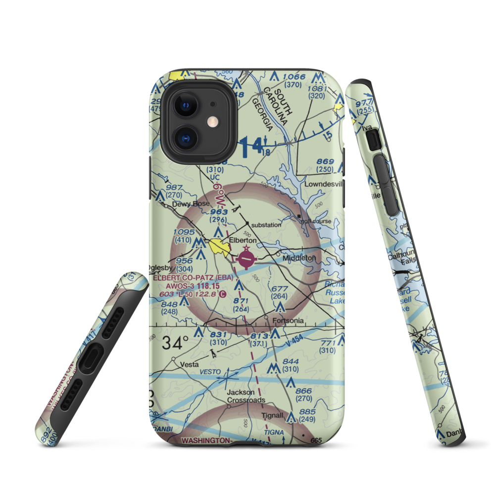 Elbert-County-Patz Field (EBA) VFR Sectional  Tough iPhone Case iPhone 11 model shown