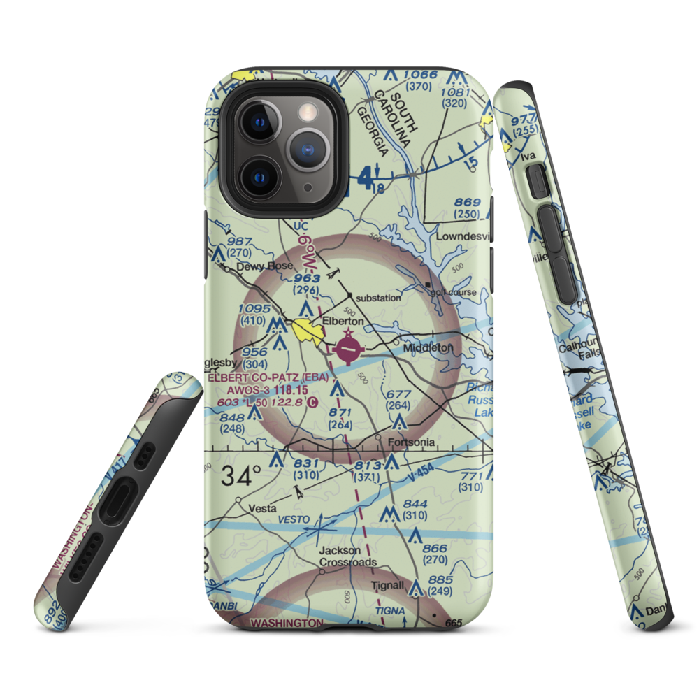 Elbert-County-Patz Field (EBA) VFR Sectional  Tough iPhone Case iPhone 11 Pro model shown