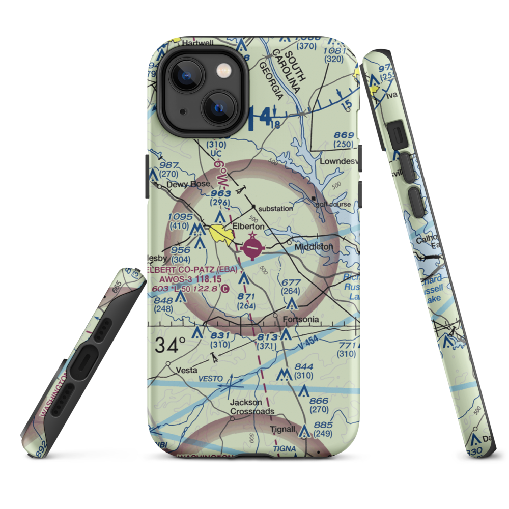 Elbert-County-Patz Field (EBA) VFR Sectional  Tough iPhone Case iPhone 14 Plus model shown