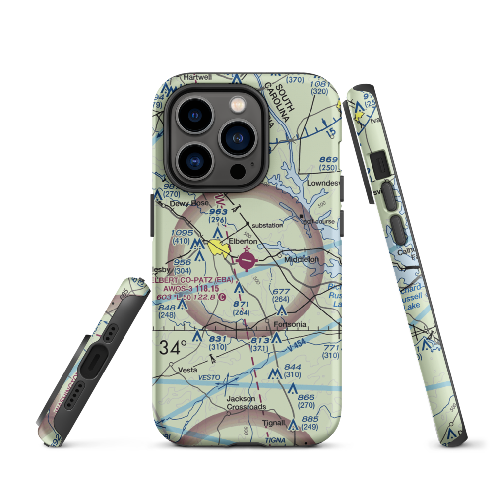 Elbert-County-Patz Field (EBA) VFR Sectional  Tough iPhone Case iPhone 14 Pro model shown