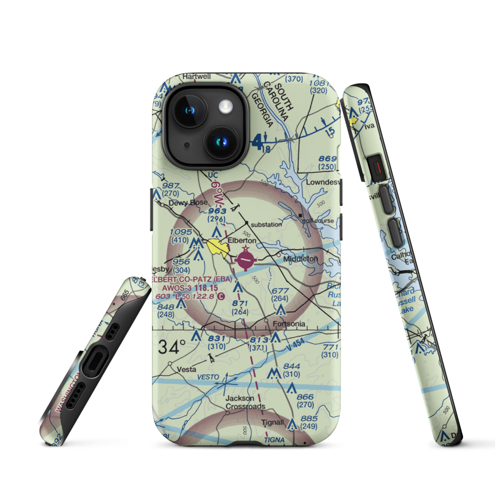 Elbert-County-Patz Field (EBA) VFR Sectional  Tough iPhone Case iPhone 15 model shown