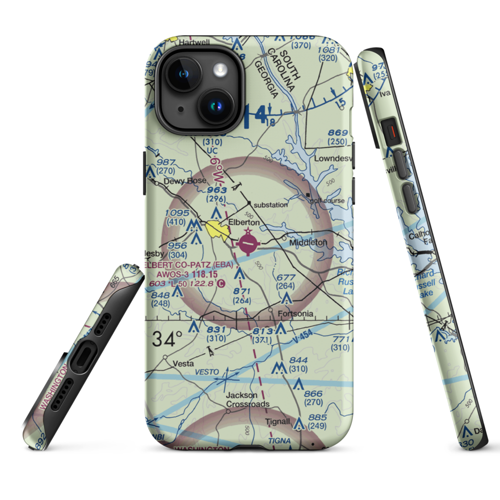 Elbert-County-Patz Field (EBA) VFR Sectional  Tough iPhone Case iPhone 15 Plus model shown