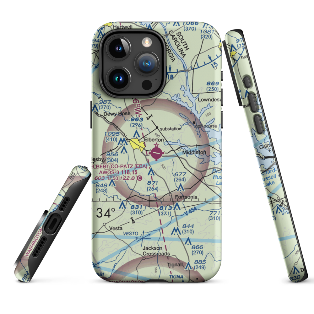 Elbert-County-Patz Field (EBA) VFR Sectional  Tough iPhone Case iPhone 15 Pro Max model shown