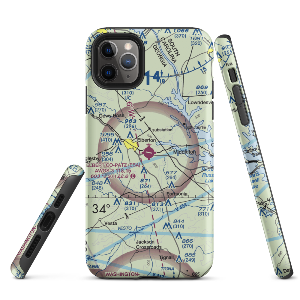 Elbert-County-Patz Field (EBA) VFR Sectional  Tough iPhone Case iPhone 11 Pro Max model shown
