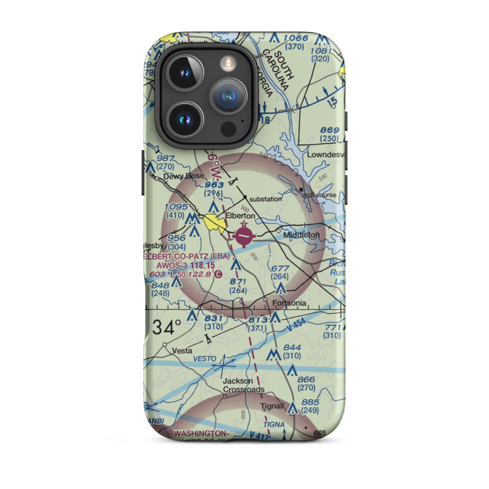 Elbert-County-Patz Field (EBA) VFR Sectional  Tough iPhone Case iPhone 16 Pro Max model shown