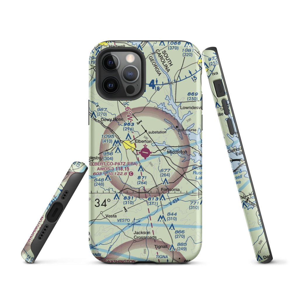 Elbert-County-Patz Field (EBA) VFR Sectional  Tough iPhone Case iPhone 12 Pro model shown