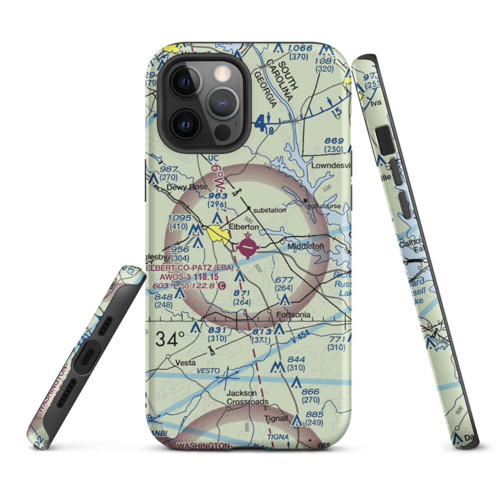 Elbert-County-Patz Field (EBA) VFR Sectional  Tough iPhone Case iPhone 12 Pro Max model shown