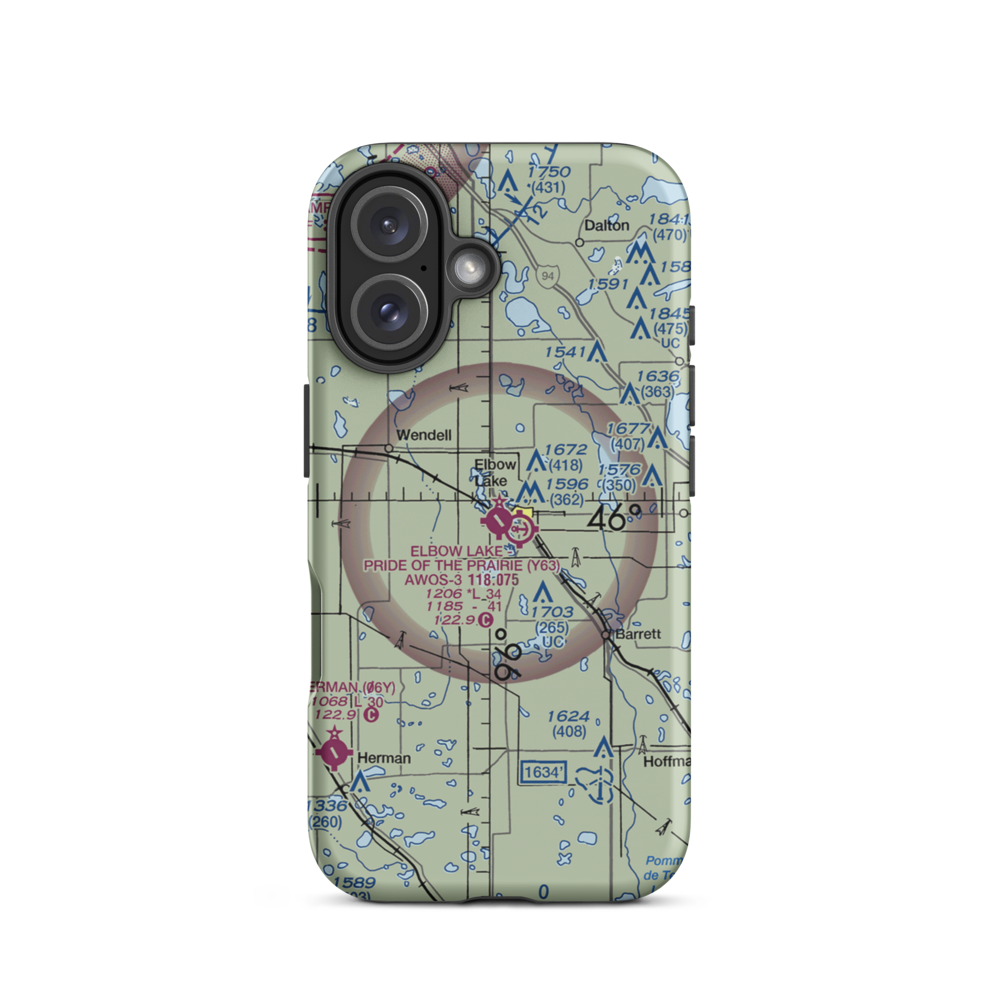 Elbow Lake Municipal - Pride of the Prairie Airport (Y63) VFR Sectional  Tough iPhone Case iPhone 16 model shown
